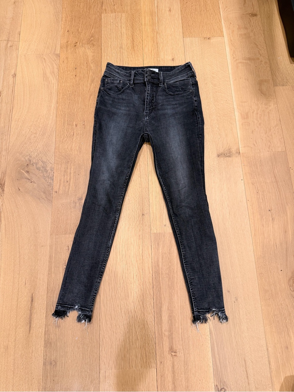 We The Free Free People Black Coated Skinny Jeans Size 29